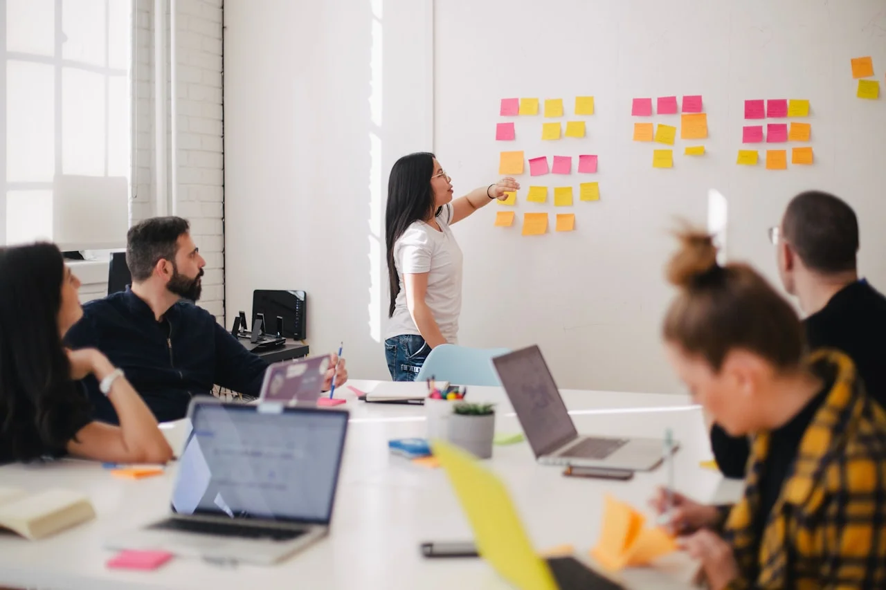 Business owner reviewing online reputation growth analytics